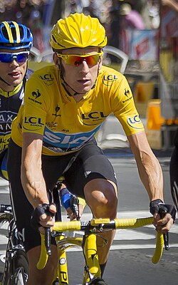 Wiggins vestido de amarillo en el Tour de Francia 2012