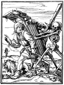 Grabado de la Danza macabra de Hans Holbein el Joven.