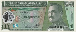 Colección de billetes en circulación del quetzal guatemalteco