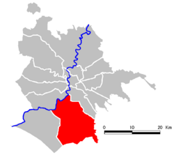 Ubicación del distrito en un mapa de Roma