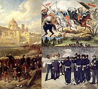 Representación de la Batalla de Puebla y el fusilamiento de Maximiliano