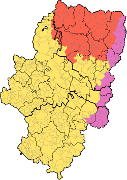 Mapa de la zonificación lingüística de Aragón según el Anteproyecto de 2001