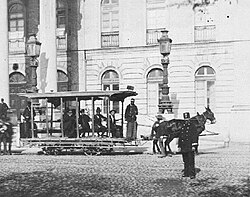 Tranvía de sangre en Rossio en 1873.