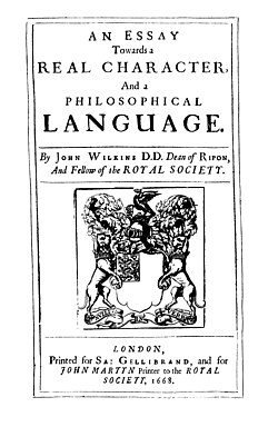Portada de An Essay Towards A Real Character and a Philosophical Language, de John Wilkins.