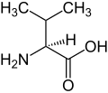 Representación molecular de la valina