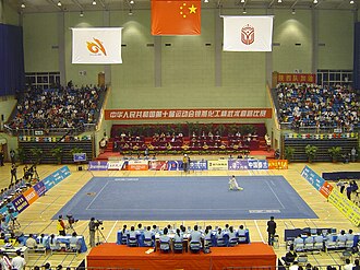Competidores de wushu en una demostración