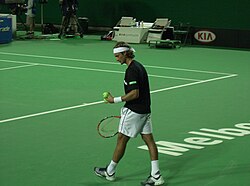 Juan Carlos Ferrero durante un partido en el Abierto de Australia