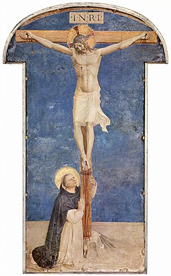 Pintura de Santo Domingo adorando a la Cruz por Fra Angelico