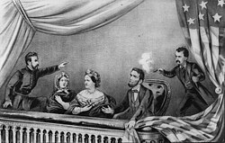 Ilustración del atentado contra Abraham Lincoln en el Teatro Ford