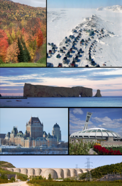 Paisajes y símbolos representativos de la provincia de Quebec.