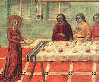 Pintura religiosa de Sano di Pietro mostrando a Santa Petronila