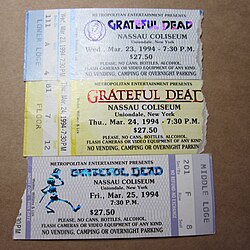 Entradas para un concierto de Grateful Dead en el Nassau Coliseum en 1994