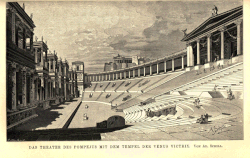 Recreación artística del interior del Teatro de Pompeyo de Roma