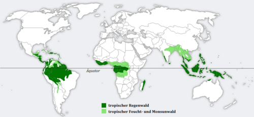 Mapa de la extensión global de las selvas tropicales