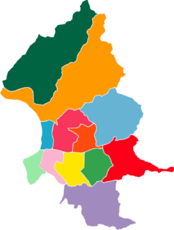 Mapa de distribución de los distritos de Taipéi