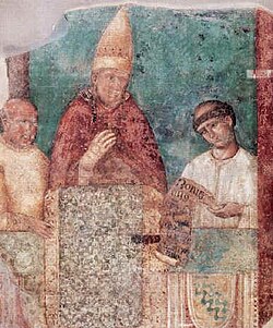 Bonifacio VIII, retratado por Giotto di Bondone alrededor de 1300