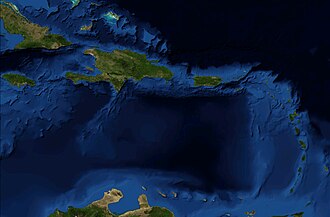 Imagen por satélite de la parte oriental de las islas Antillas y el mar Caribe