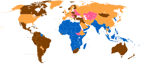 Mapa mundial indicando las épocas en que los países consiguieron su independencia