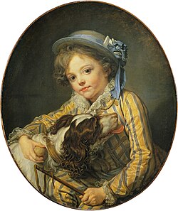 Niño con un perro, obra atribuida a Jean-Baptiste Greuze