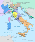 Detalle cartográfico o de personajes históricos de Italia