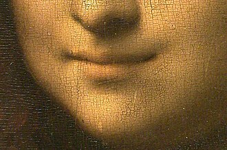 Detalle de la sonrisa del retrato.