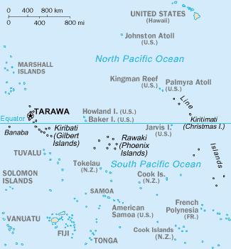 Mapa geografico de la Republica de Kiribati