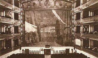 Fotografía histórica del interior del Teatro Romea hacia 1914
