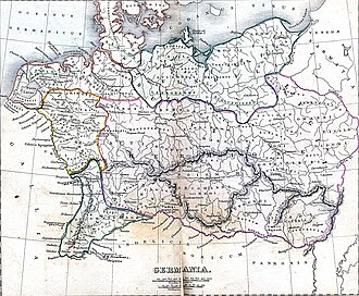 Mapa histórico de Germania según una cartografía de 1849