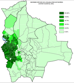 Distribución de la población aimarófona en Bolivia