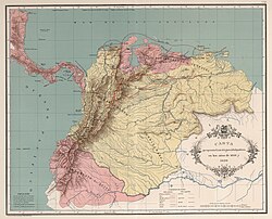 Mapa de las campañas de independencia entre 1819 y 1820.