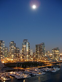 Vista de Vancouver en la costa del Pacífico de Canadá