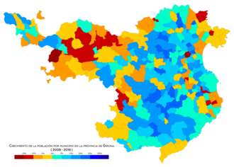 Crecimiento demográfico entre 2008 y 2018