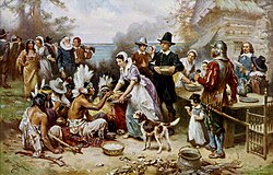 The First Thanksgiving 1621, pintura de Jean Leon Gerome Ferris