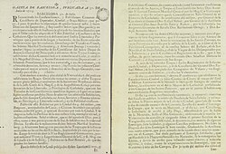 Ejemplar de 1713 de la Gazeta de Barcelona