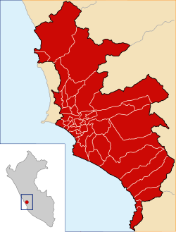 Mapa de localización de la Provincia de Lima en Perú