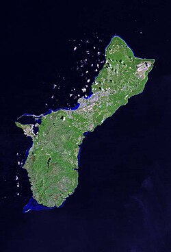 Vista general y mapa de la región de Guam en el Pacífico