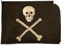 Bandera pirata del siglo XIX en el museo Marítimo de Åland