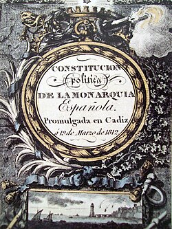 Portada original de la Constitución de 1812