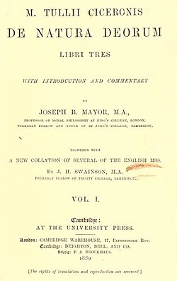 Edición antigua de De natura deorum