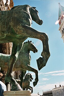Escultura de una cuadriga en la Basílica de San Marcos procedente de Constantinopla