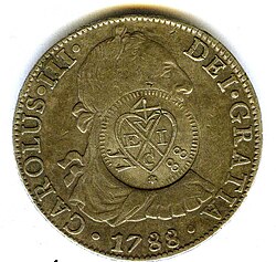 Moneda española con resello británico