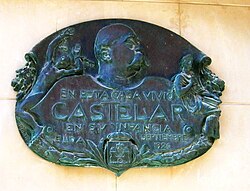 Placa conmemorativa en la casa de Castelar en Elda