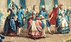 Miembros de la aristocracia francesa en un grabado del siglo XVIII
