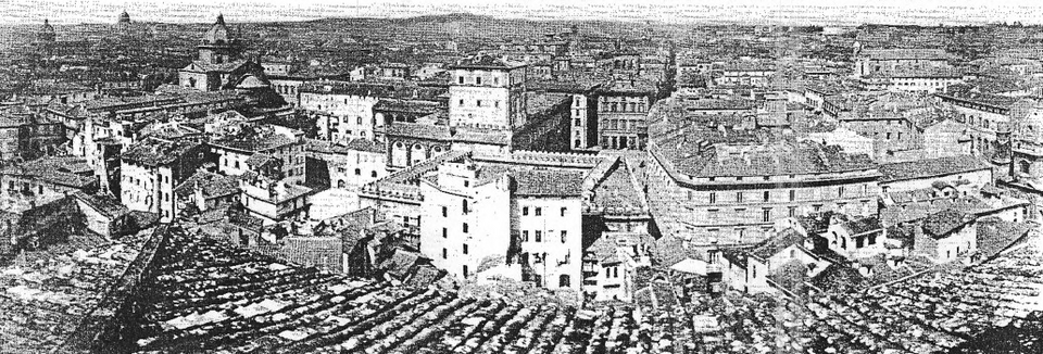 Fotografía histórica de 1870 de la zona antes de las demoliciones