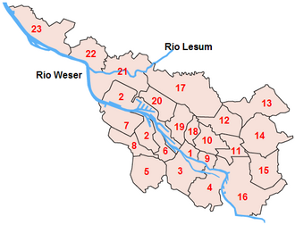 Mapa de los distritos de Bremen