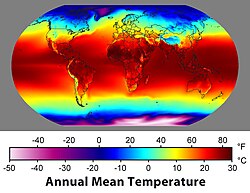 Mapa de la temperatura media anual a nivel global