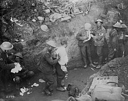 Soldados en una trinchera durante la Primera Guerra Mundial