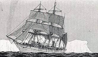 Grabado de Léon Haffner que representa el navío Pourquoi Pas IV
