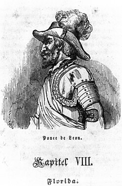 Grabado histórico de Ponce de León del siglo XIX