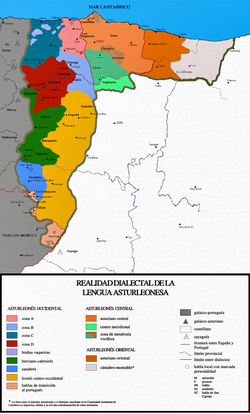 Mapa dialectal del dominio lingüístico asturleonés